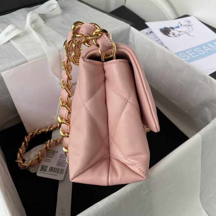 Chanel Lambskin Flap Shoulder Bag Pink AS3499