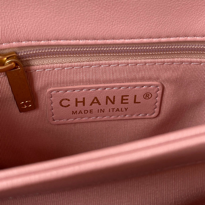 Chanel Lambskin Flap Shoulder Bag Pink AS3499