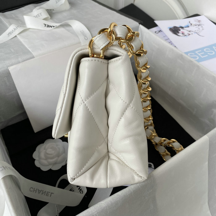 Chanel Lambskin Flap Shoulder Bag White AS3499