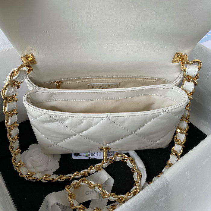 Chanel Lambskin Flap Shoulder Bag White AS3499
