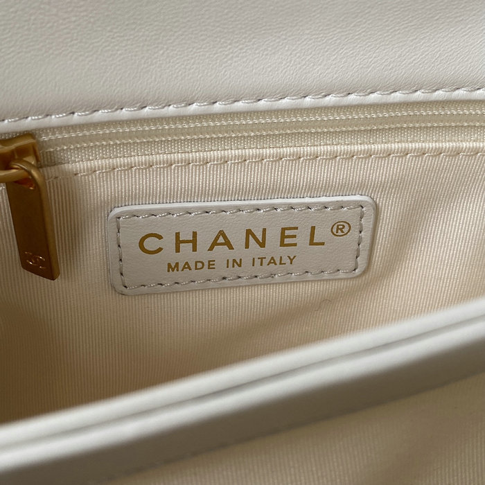 Chanel Lambskin Flap Shoulder Bag White AS3499