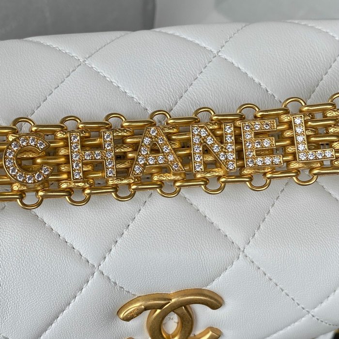Chanel Lambskin Hobo Bag White AS3242