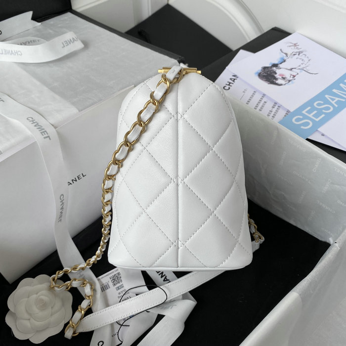 Chanel Lambskin Hobo Bag White AS3242