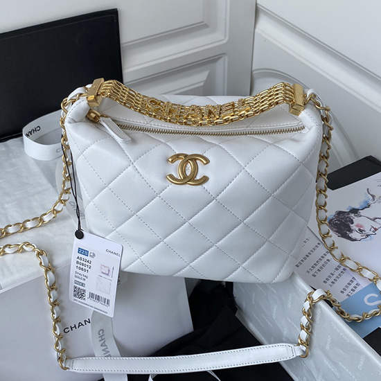 Chanel Lambskin Hobo Bag White AS3242