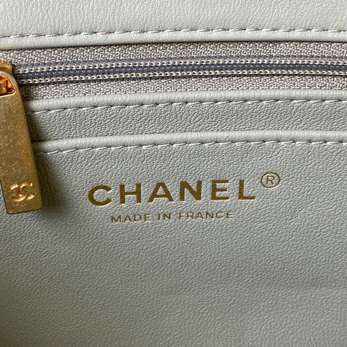 Chanel Lambskin Mini Flap Bag with Top Handle Grey AS2431