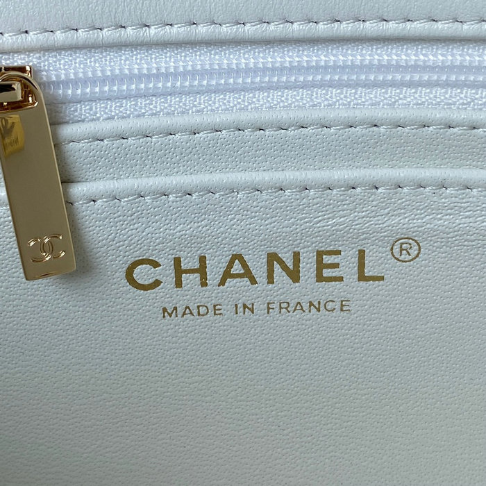 Chanel Lambskin Mini Flap Bag with Top Handle White AS2431