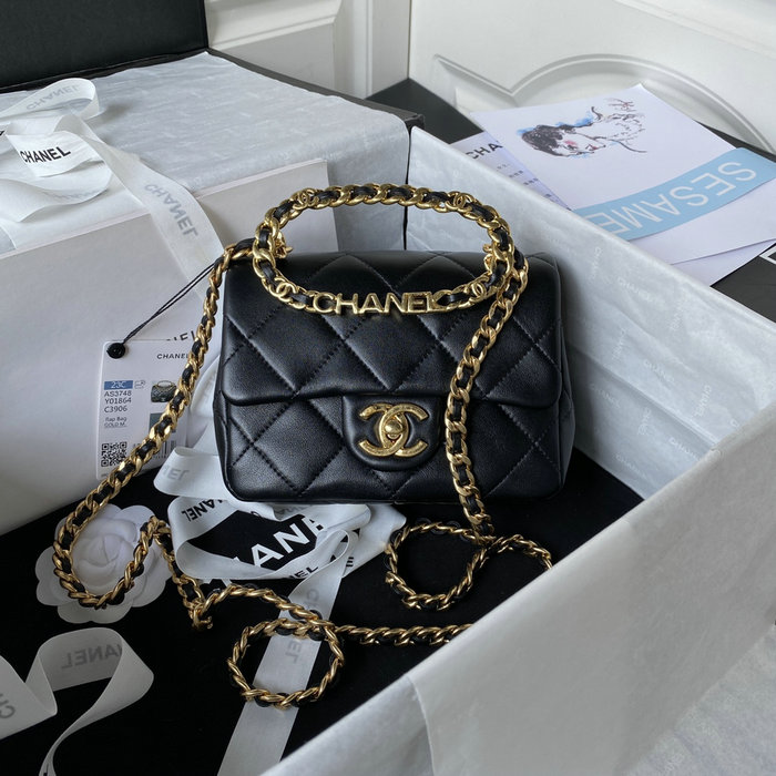 Chanel Lambskin Mini Shoulder Bag Black AS3748