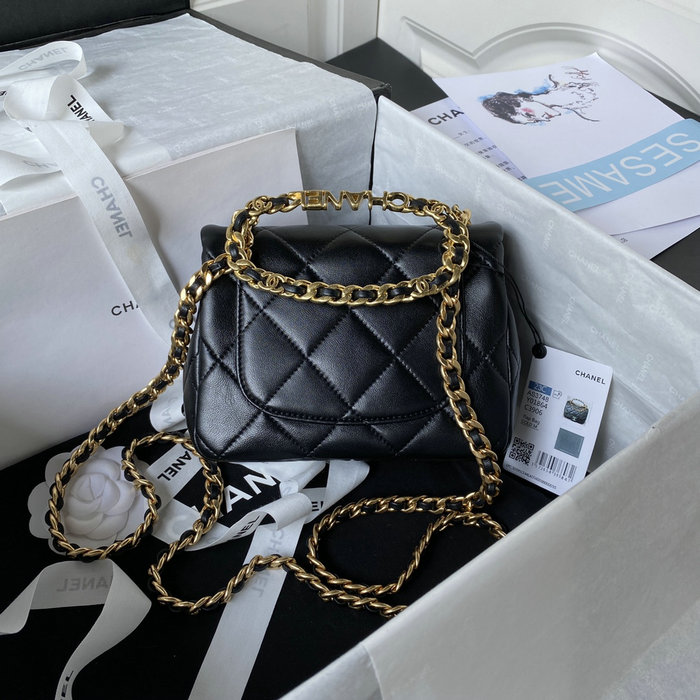 Chanel Lambskin Mini Shoulder Bag Black AS3748