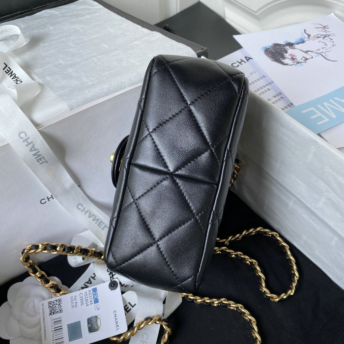 Chanel Lambskin Mini Shoulder Bag Black AS3748