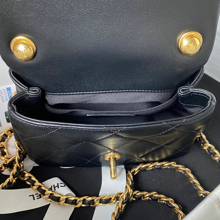 Chanel Lambskin Mini Shoulder Bag Black AS3748