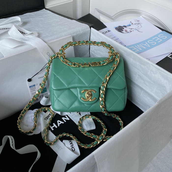 Chanel Lambskin Mini Shoulder Bag Green AS3748