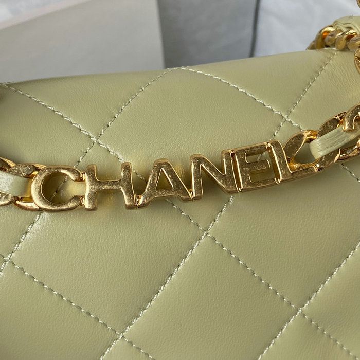 Chanel Lambskin Mini Shoulder Bag Khaki AS3748