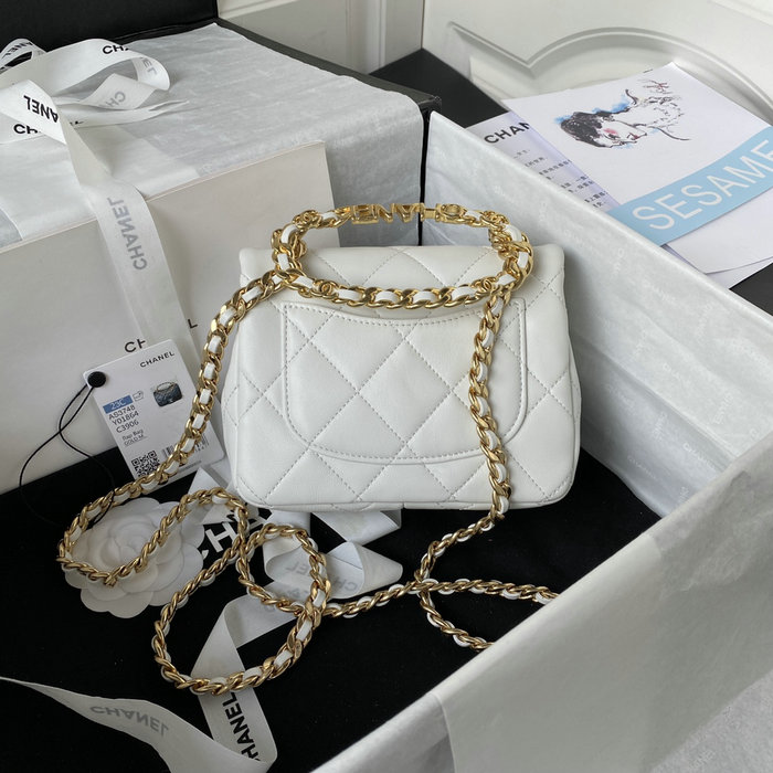 Chanel Lambskin Mini Shoulder Bag White AS3748