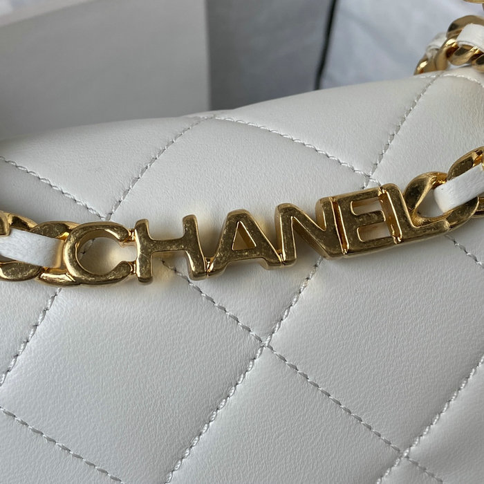 Chanel Lambskin Mini Shoulder Bag White AS3748