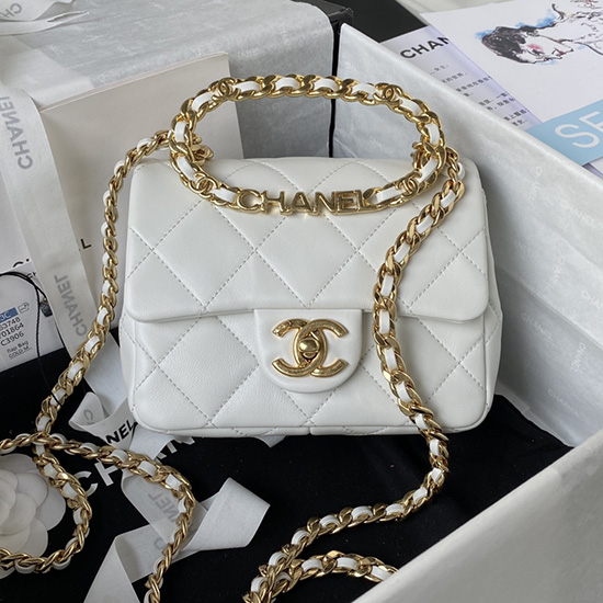 Chanel Lambskin Mini Shoulder Bag White AS3748