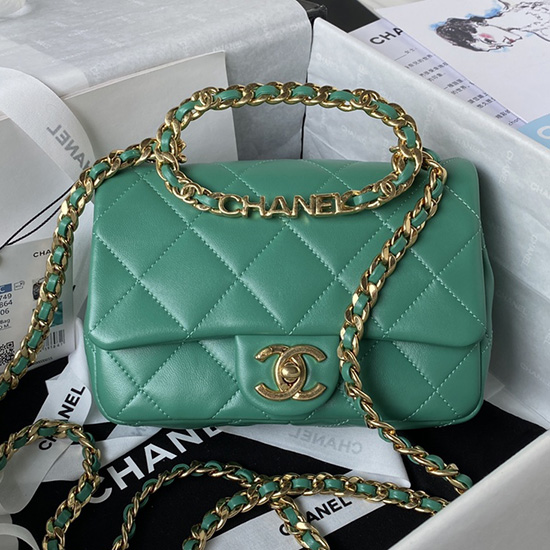 Chanel Lambskin Small Shoulder Bag Green AS3749