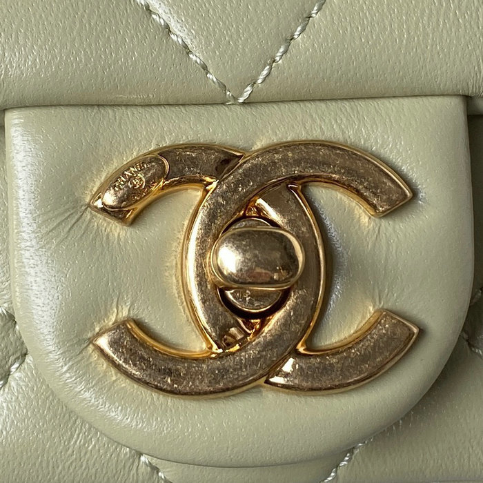 Chanel Lambskin Small Shoulder Bag Khaki AS3749