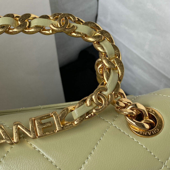 Chanel Lambskin Small Shoulder Bag Khaki AS3749