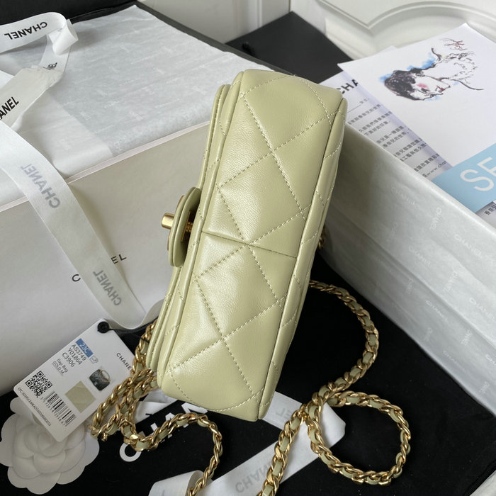 Chanel Lambskin Small Shoulder Bag Khaki AS3749