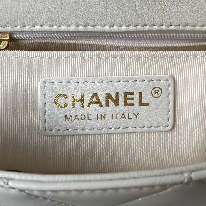 Chanel Lambskin Small Shoulder Bag White AS3749