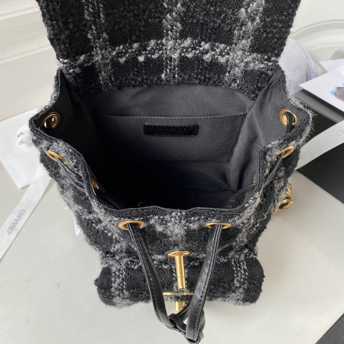 Chanel Tweed Backpack Black AS3615