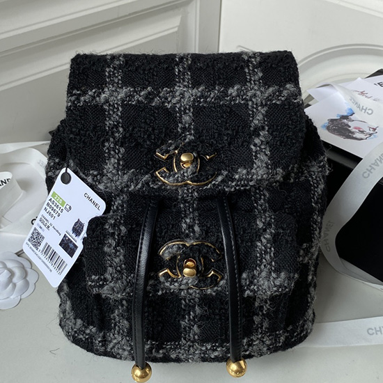 Chanel Tweed Backpack Black AS3615