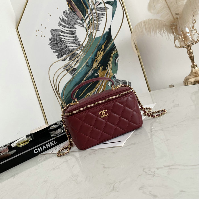 Chanel Vanity Case Bag Burgundy AS81118