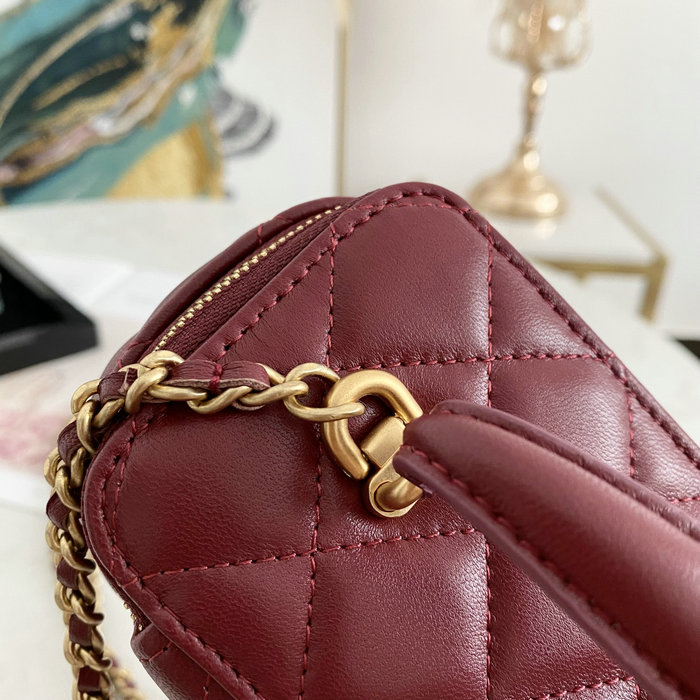 Chanel Vanity Case Bag Burgundy AS81118