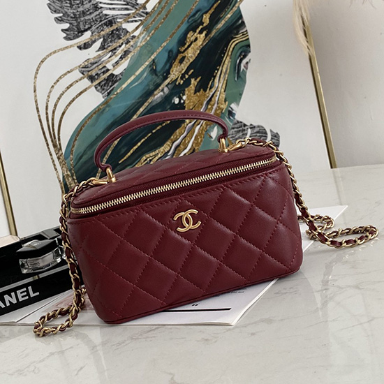 Chanel Vanity Case Bag Burgundy AS81118