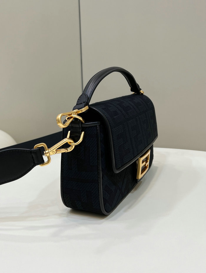 Fendi Baguette FF Canvas Bag Black F8598