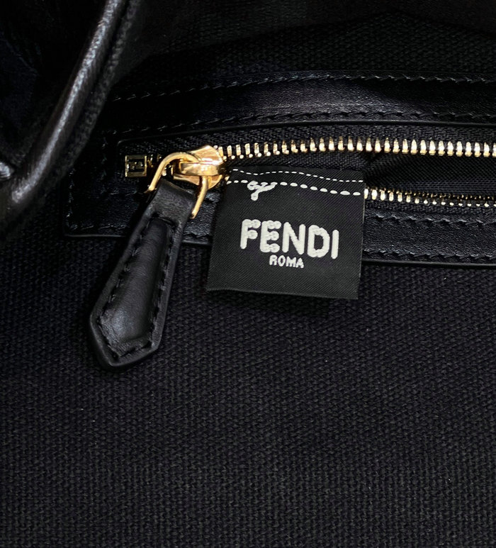 Fendi Baguette FF Canvas Bag Black F8598