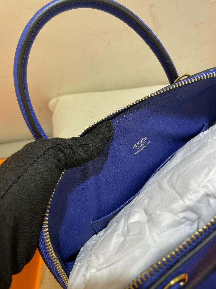 Hermes Bolide Clemence Leather Tote Bag Blue Electric HB12601