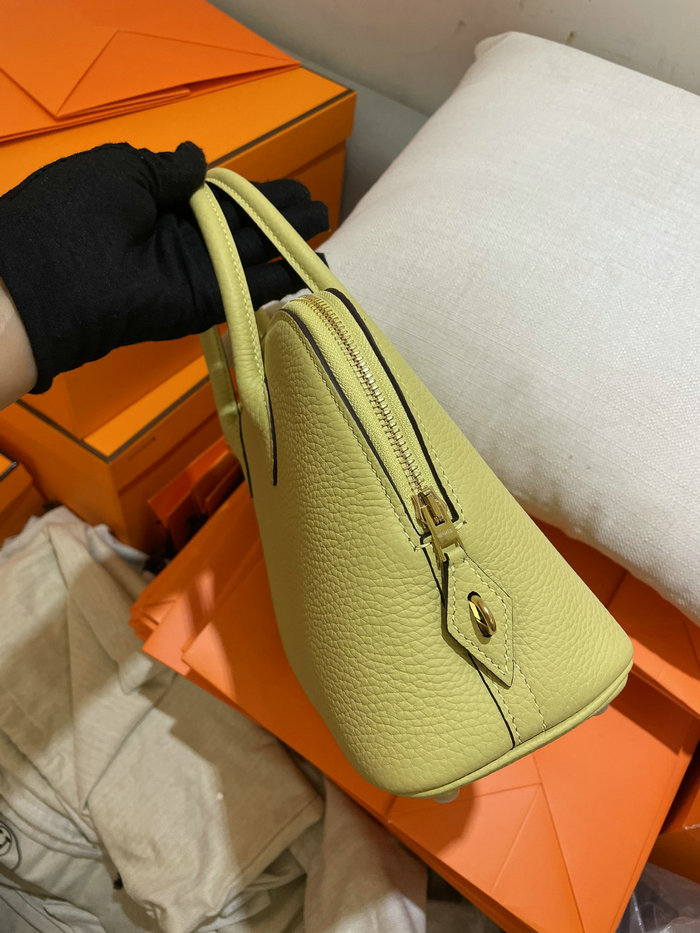 Hermes Bolide Clemence Leather Tote Bag Jaune Poussin HB12601