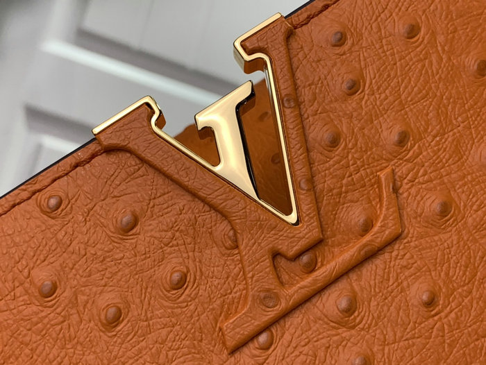 Louis Vuitton Embossed Ostrich Capucines Orange N93419