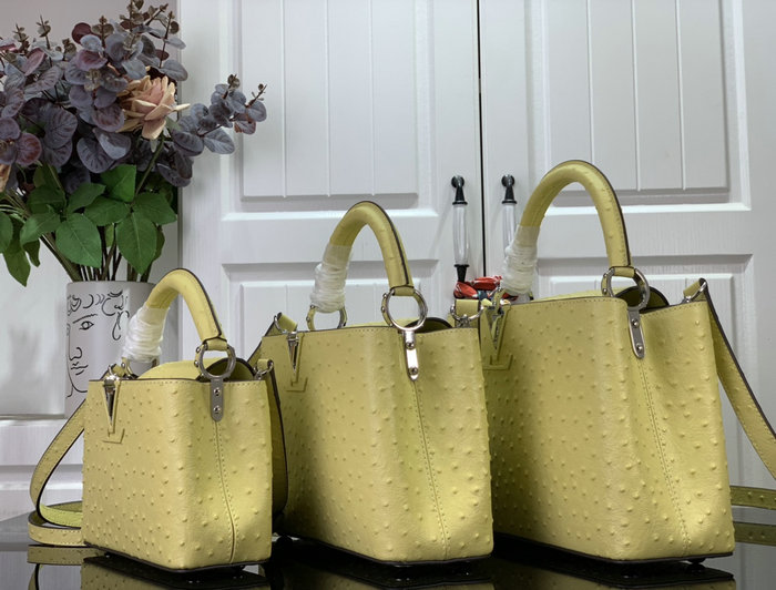 Louis Vuitton Embossed Ostrich Capucines Yellow N93419