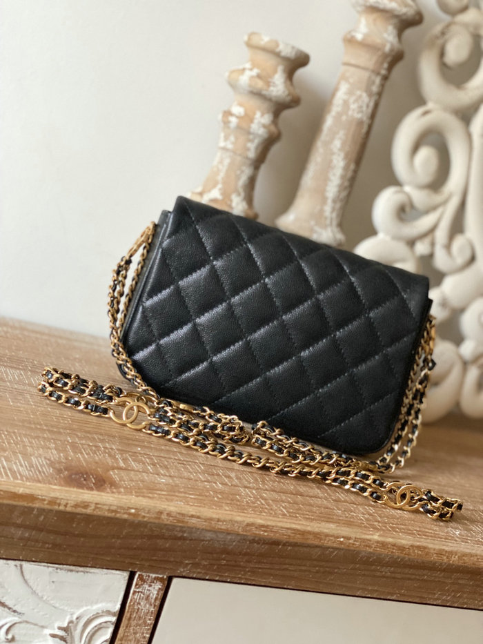 Small Chanel Grained Calfskin Flap Bag Black AS3757