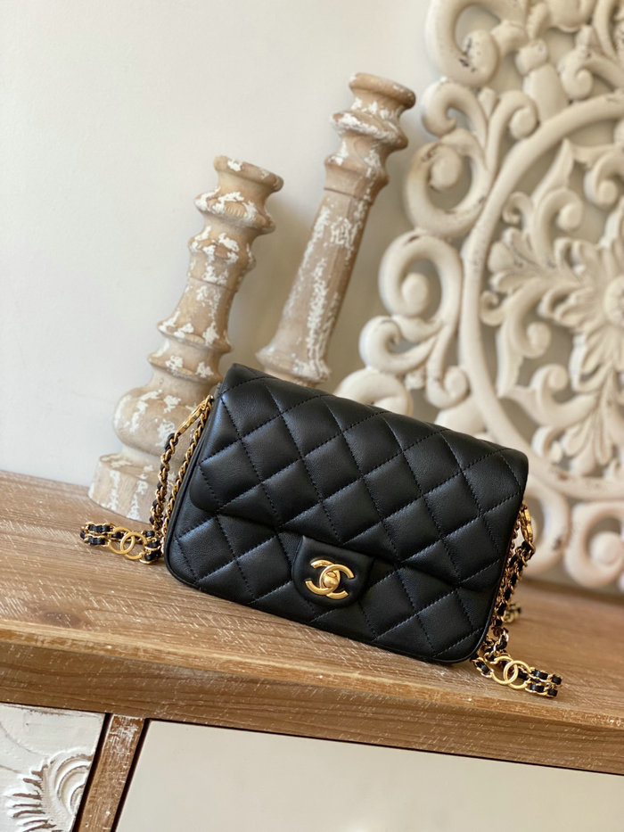 Small Chanel Lambskin Flap Bag Black AS3757