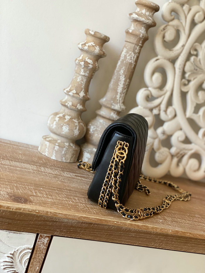 Small Chanel Lambskin Flap Bag Black AS3757