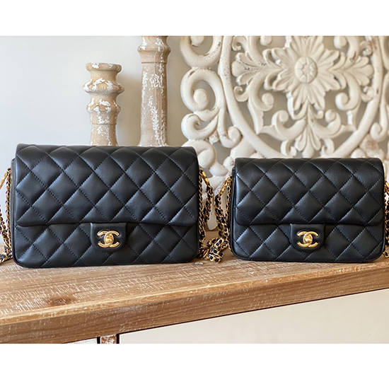 Small Chanel Lambskin Flap Bag Black AS3757