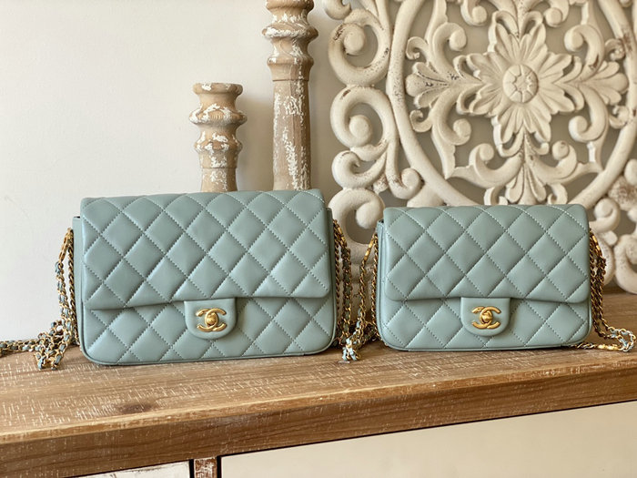 Small Chanel Lambskin Flap Bag Blue AS3757