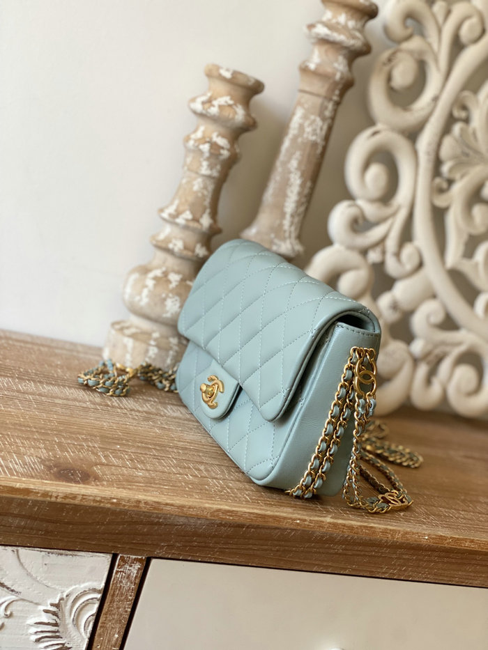 Small Chanel Lambskin Flap Bag Blue AS3757