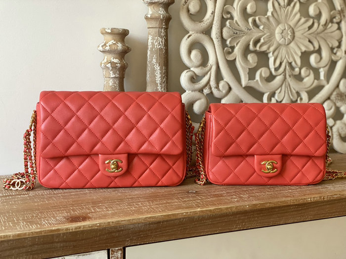 Small Chanel Lambskin Flap Bag Red AS3757