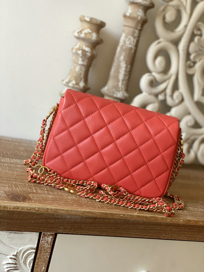 Small Chanel Lambskin Flap Bag Red AS3757