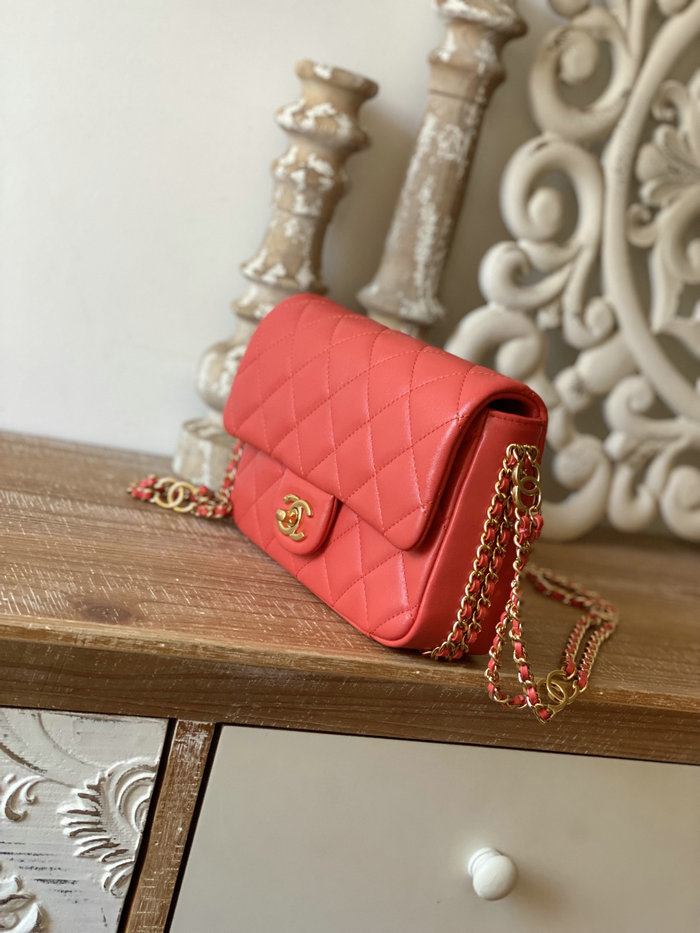 Small Chanel Lambskin Flap Bag Red AS3757