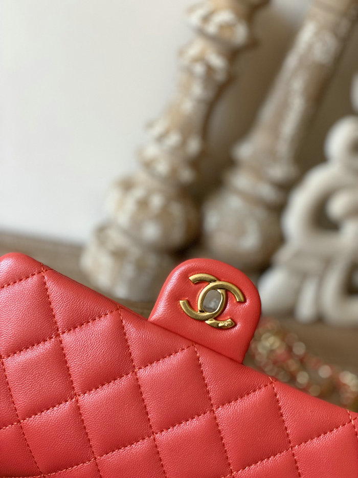 Small Chanel Lambskin Flap Bag Red AS3757