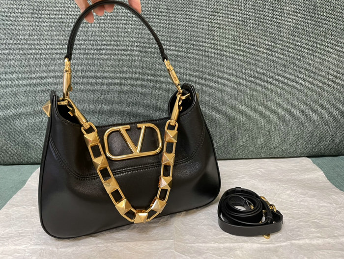 Valentino Garavani Nappa Stud Sign Hobo Bag Black V0570