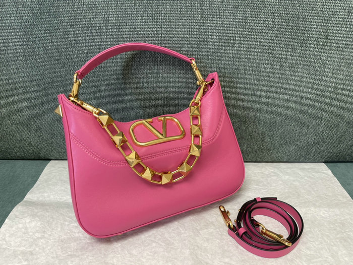 Valentino Garavani Nappa Stud Sign Hobo Bag Pink V0570