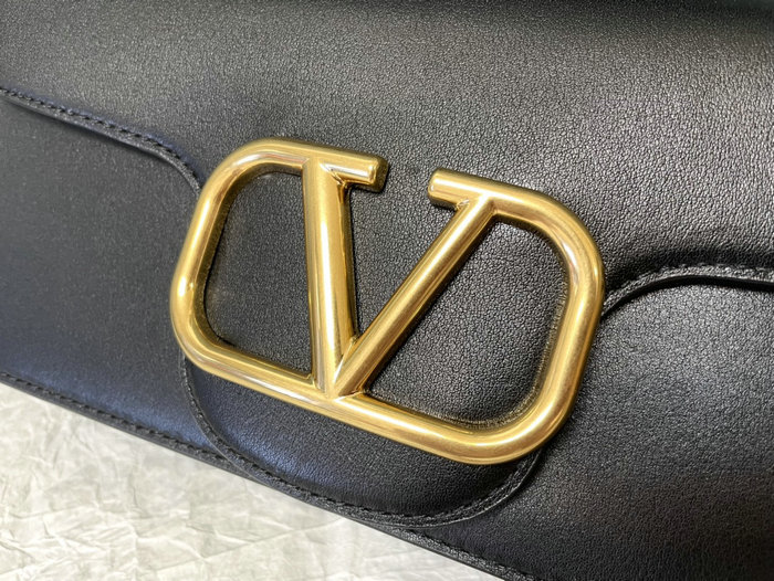 Valentino Loco Calfskin Shoulder Bag Black V1133L
