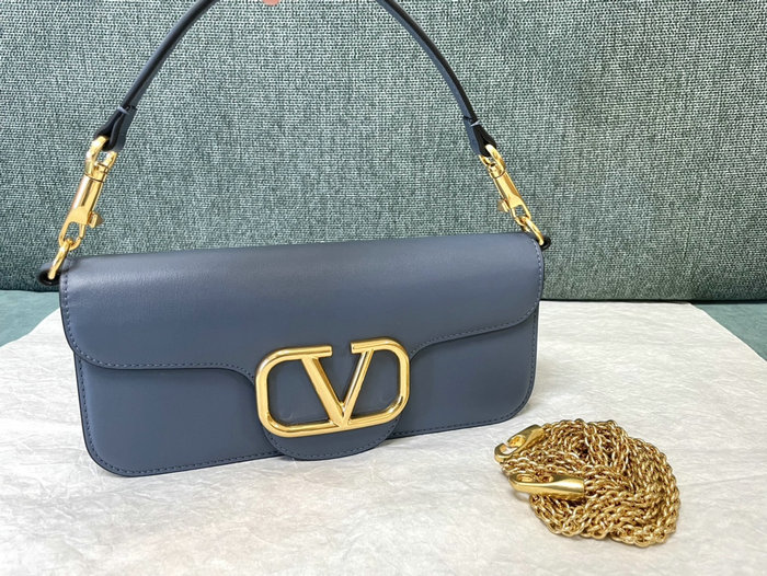 Valentino Loco Calfskin Shoulder Bag Blue V1133L