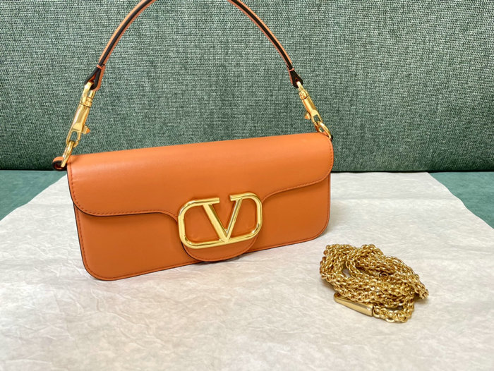 Valentino Loco Calfskin Shoulder Bag Orange V1133L